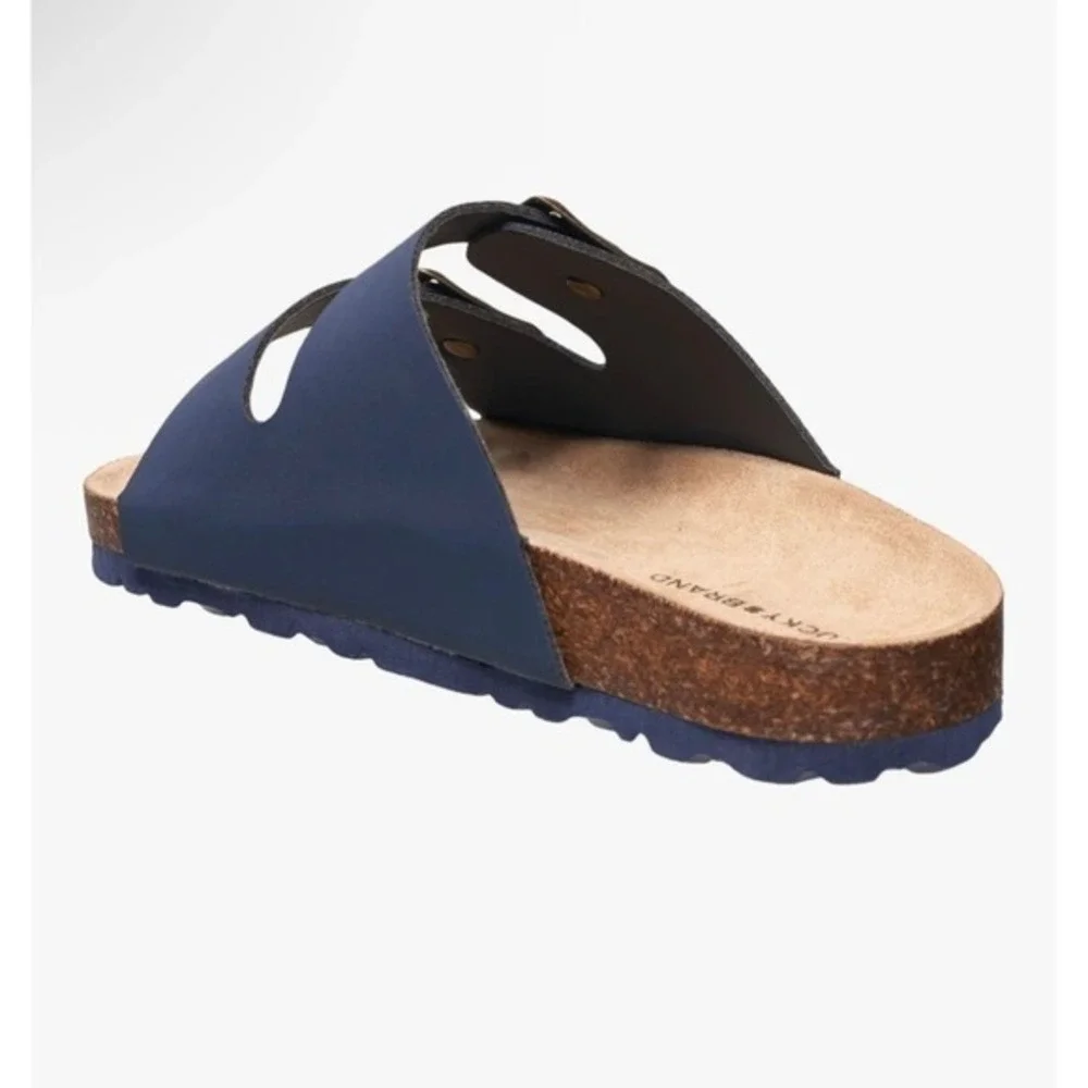 Lucky Brand Blanc Kids Sandals‎ Navy Blue  Suede Double Buckle Slides US 3